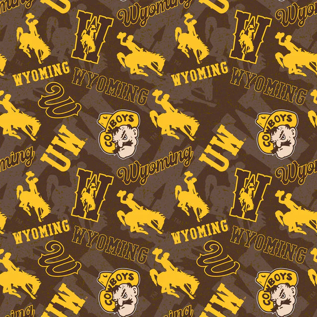Wyoming Cowboys NCAA College Tone on Tone Sykel Enterprises Cotton Fabric WY-1178
