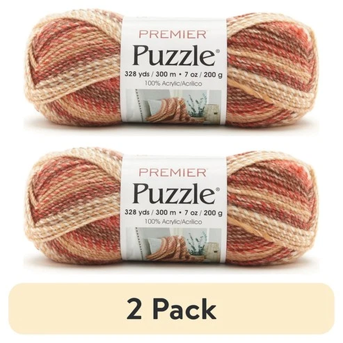 2 Pack Premier Yarns Puzzle Yarn, Kickball Acrylic Bulky 7oz 328yds