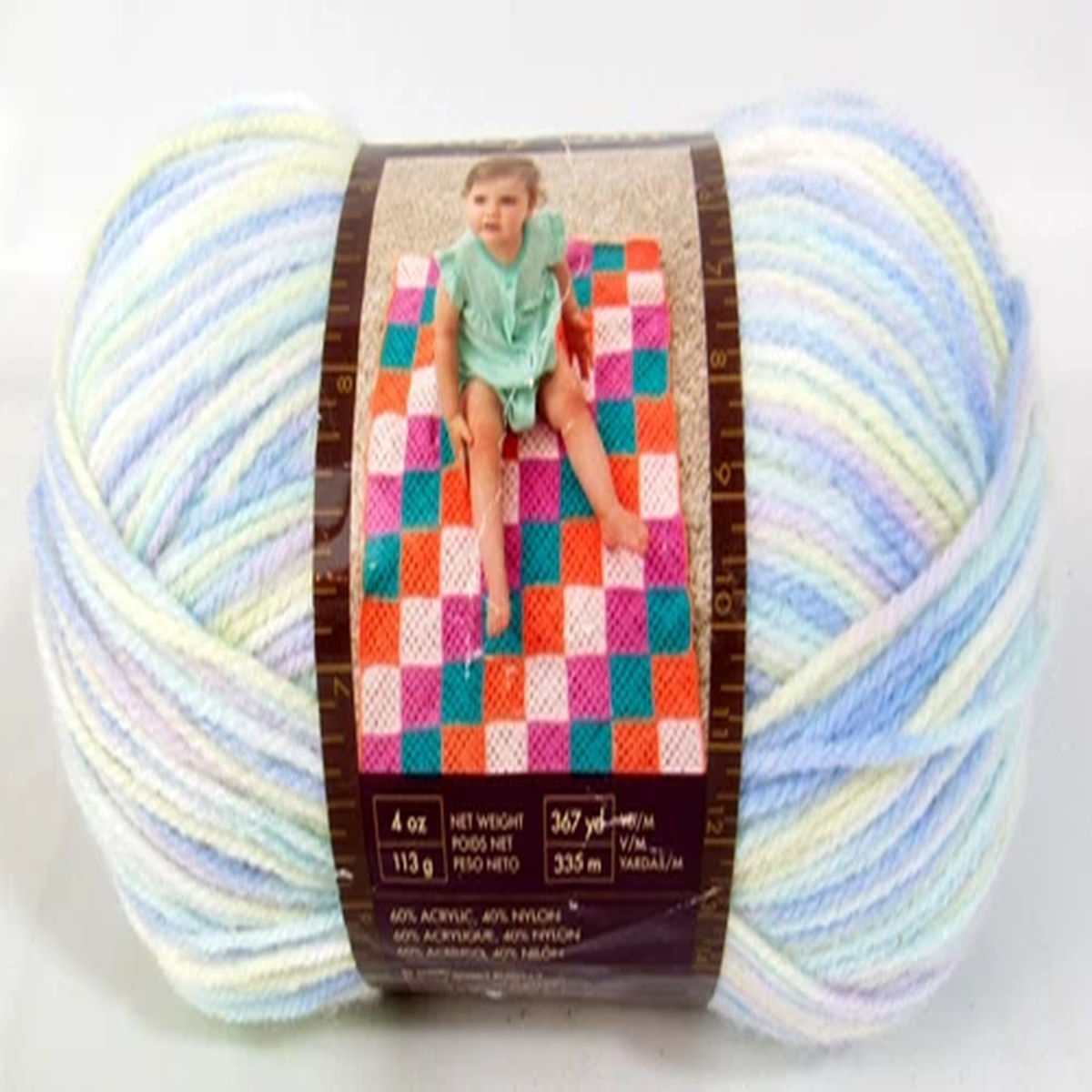 NEW Skein LION BRAND Baby Soft Yarn Pastel Print 3-Light 4oz / 367 yds