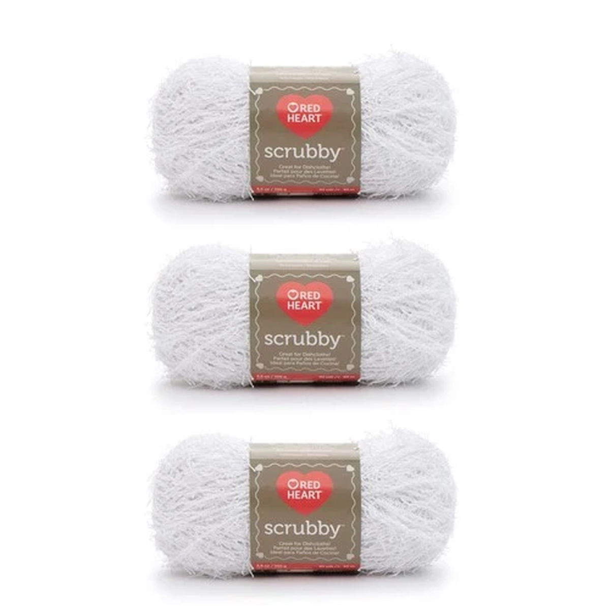 Scrubby Yarn 3 Pack 3.5oz #4 Worsted Polyester for Dishcloths Coconut