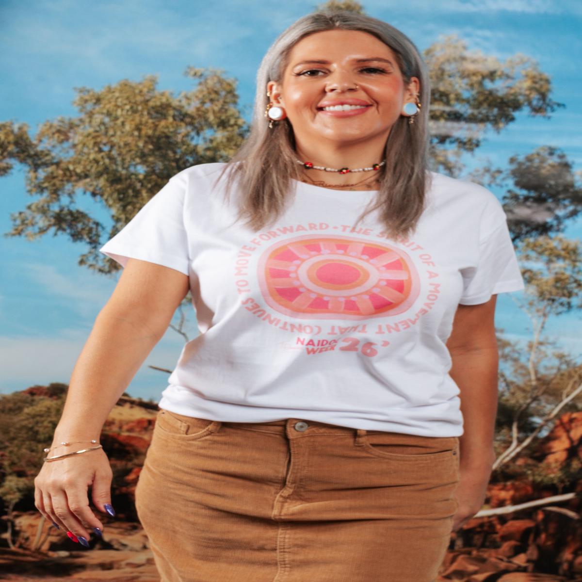 Spirit Of A Movement NAIDOC Week 2026 White Cotton Crew Neck Women's T-Shirt