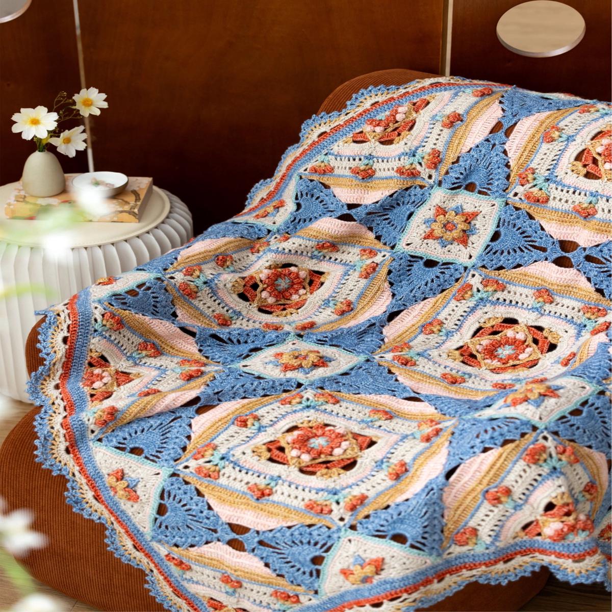 Serene Sandalwood Patchwork Blanket Crochet Pattern |