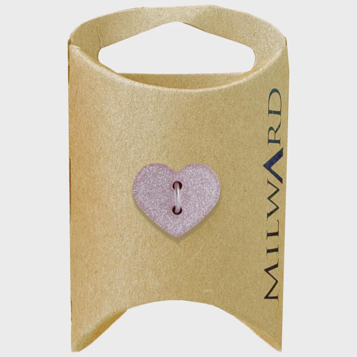 Polyester Glitter Heart Buttons / Light Pink (18mm)