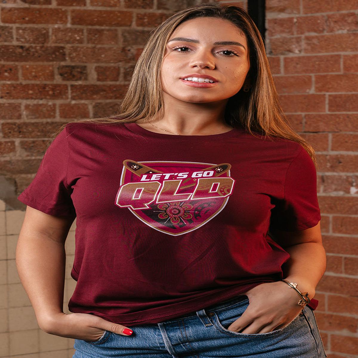 Maroon Warrior Shield Burgundy Cotton Crew Neck Women's T-Shirt
