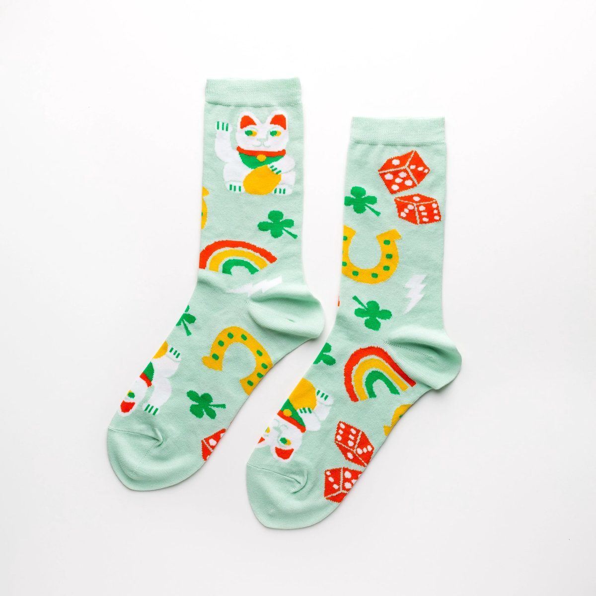 Yellow Owl Workshop - Women's - Women's - Lucky Cat & Clover Crew Socks