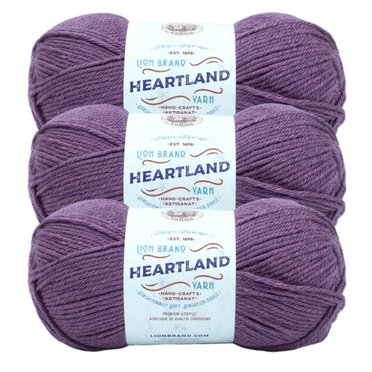 (3 Pack) Lion Brand Yarn 136-143T Heartland Worsted Weight  Yarn, Kobuk Valley