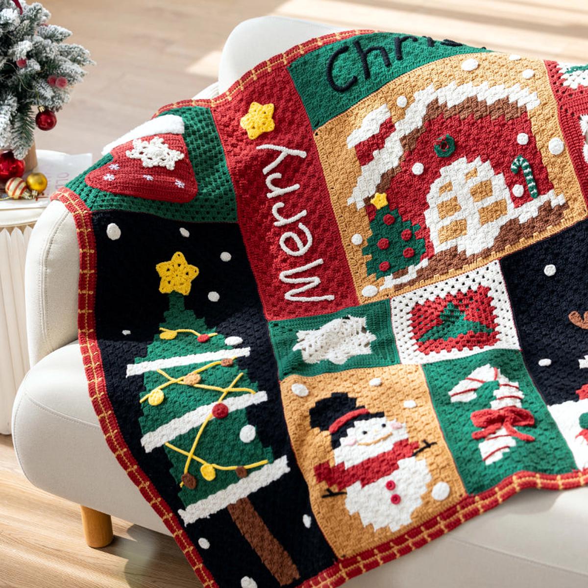 Christmas Snowy Night Blanket Crochet Yarn Kit |