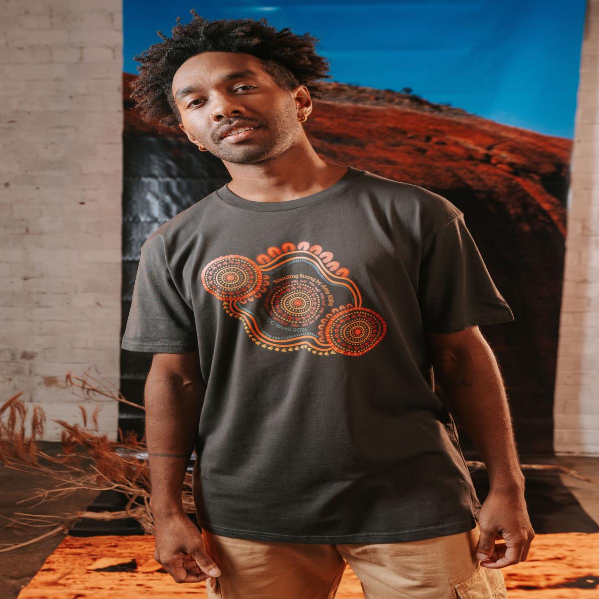 Standing Strong NAIDOC Week 2026 Charcoal Cotton Crew Neck Unisex T-Shirt