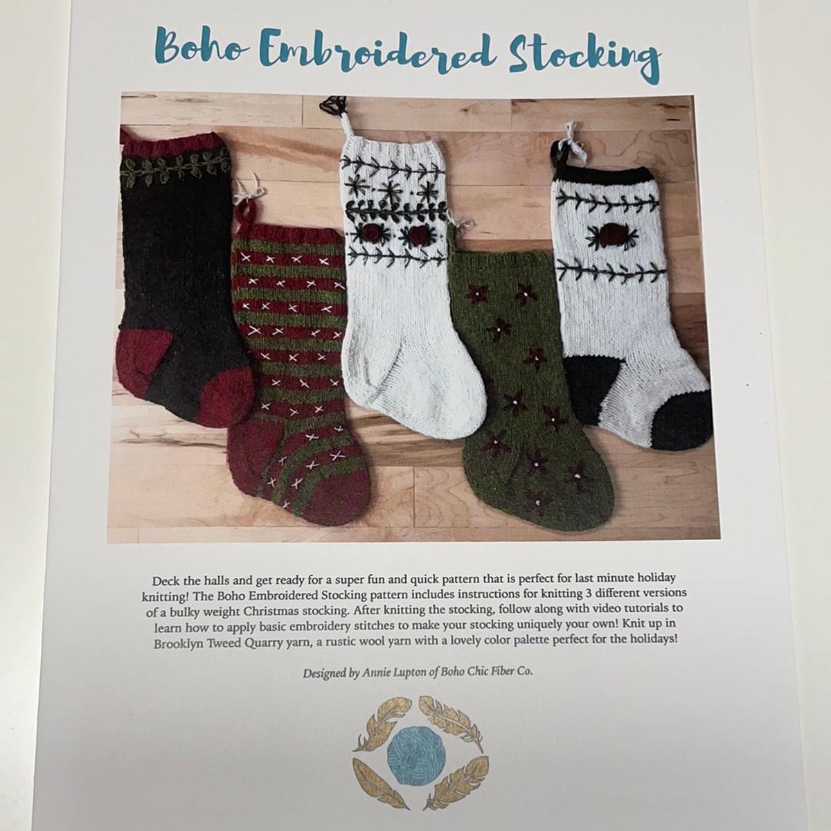 Boho Embroidered Stocking pattern