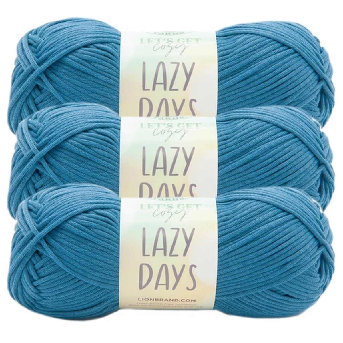 (3 Pack) Lion Brand Yarn 144-107N Lazy Days Yarn, Bluebell