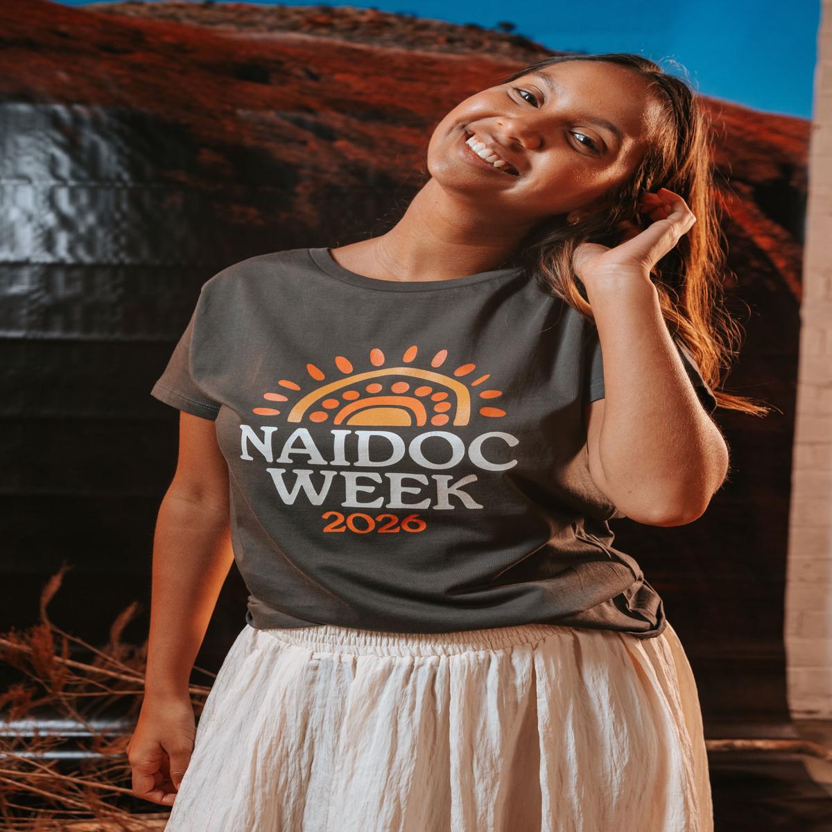 Core NAIDOC Week 2026 Charcoal Cotton Crew Neck Women's T-Shirt