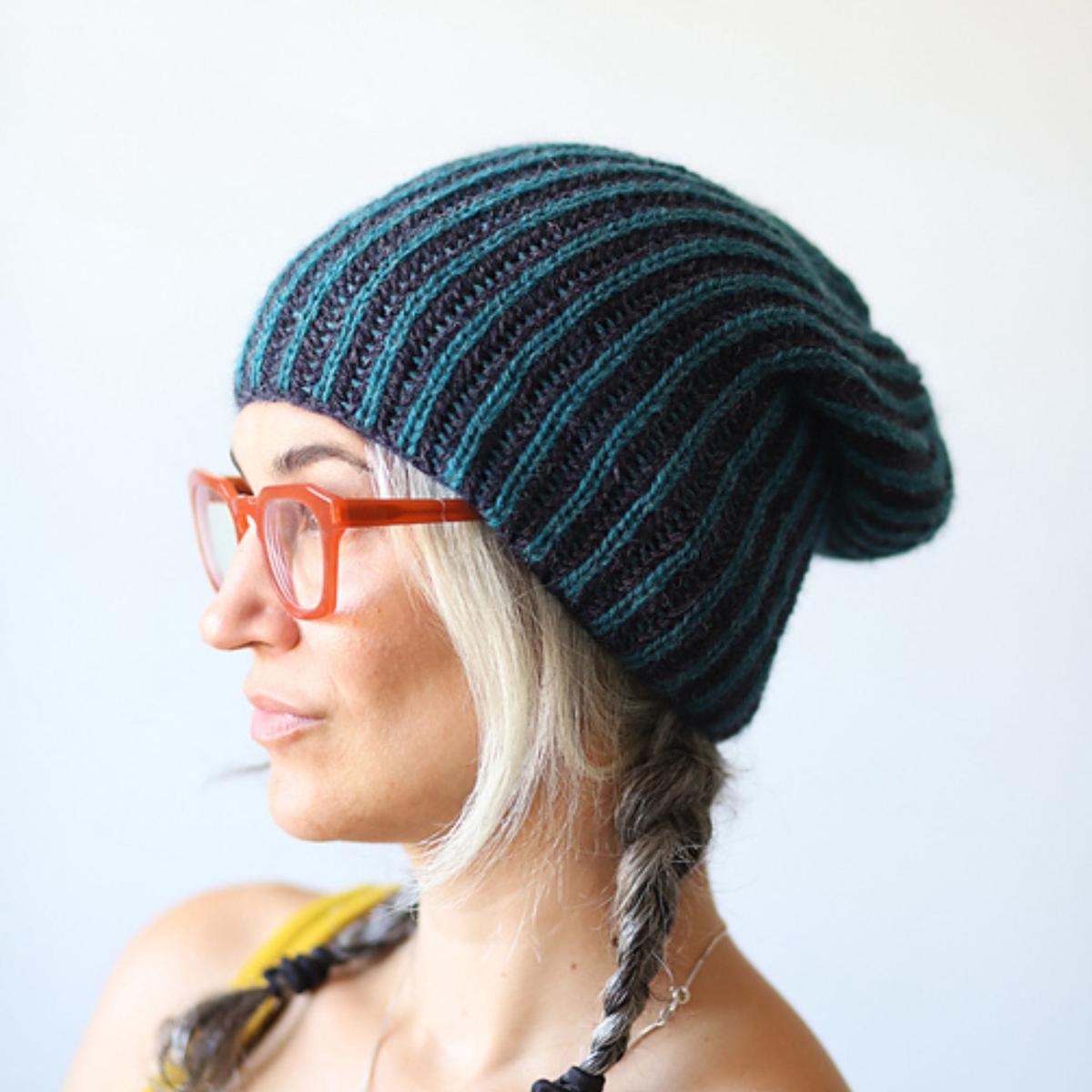 Beginner Brioche Slouch Hat by Lavanya Patricella in The Scottish Yarn Festival DK