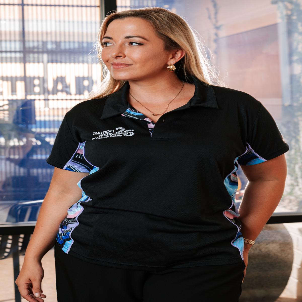 (Bulk) 50 Shades Of Deadly NAIDOC 2026 Bamboo (Simpson) Women's Fitted Polo Shirt