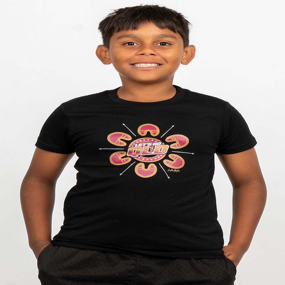 Maroon Warrior Black Cotton Crew Neck Kids T-Shirt