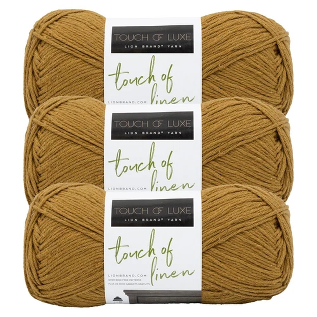 (3 Pack) Lion Brand Yarn 682-170H Touch of Linen Yarn, Dijon