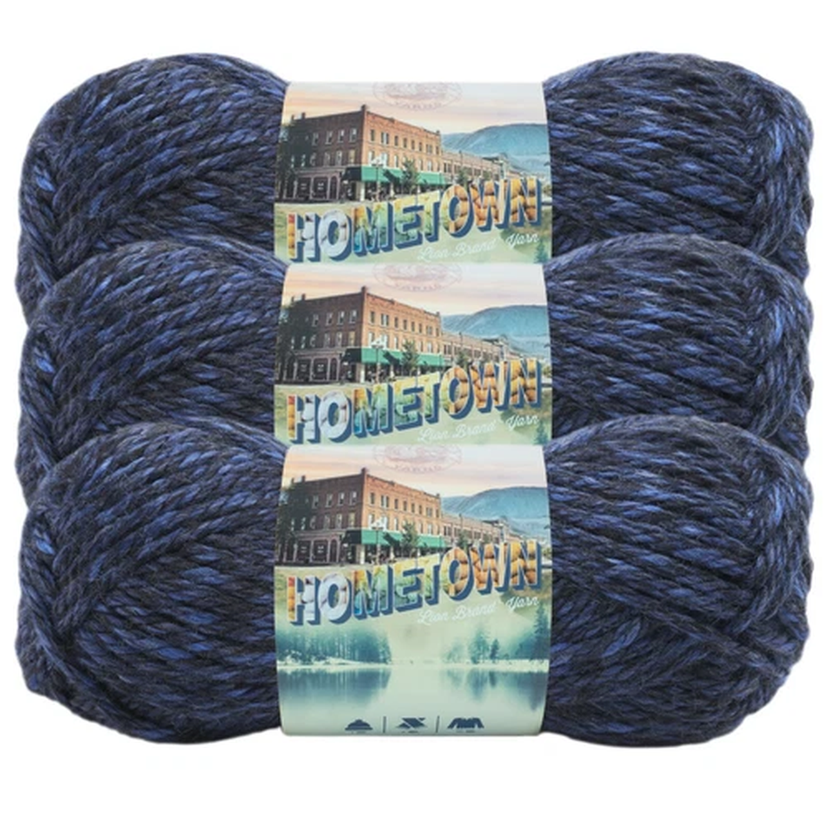 (3 Pack) Lion Brand Yarn 135-224H Hometown Bulky Yarn, Milwaukee Midnight