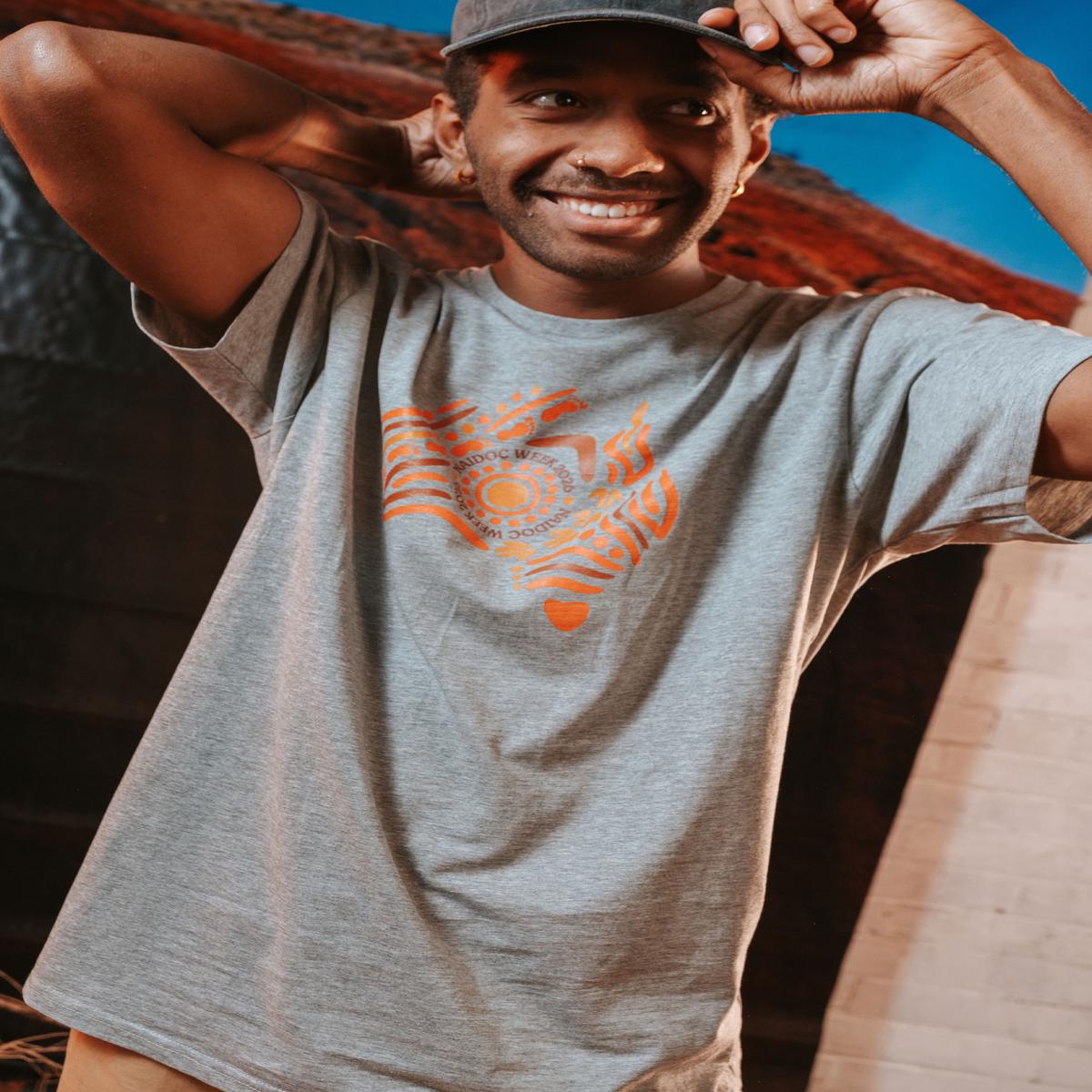 Australia NAIDOC Week 2026 Grey Marle Cotton Crew Neck Unisex T-Shirt