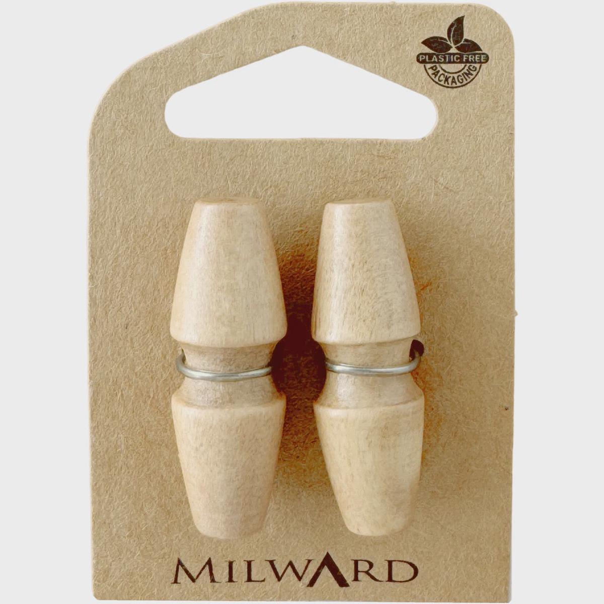 Wooden Backless Toggle Buttons / Tan (38mm)