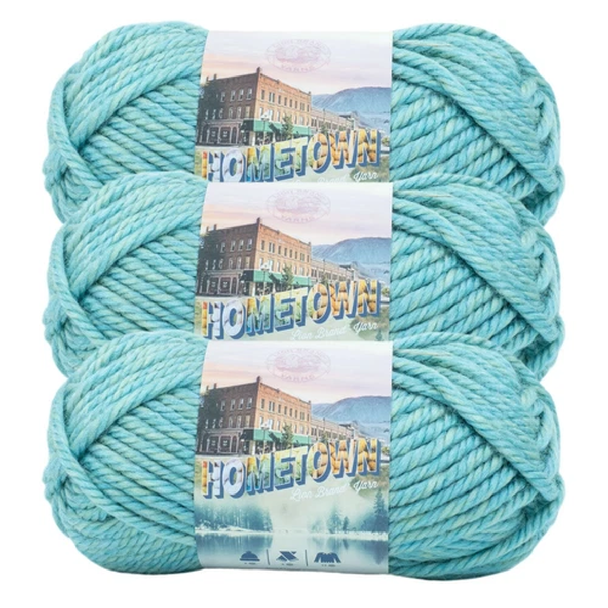 (3 Pack) Lion Brand Yarn 135-236E Hometown Bulky Yarn, Reseda Dojo
