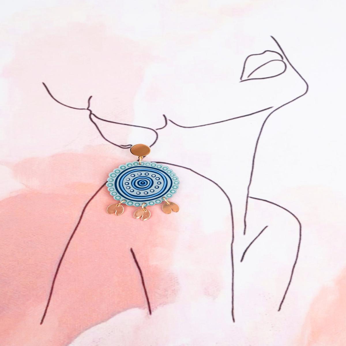 Wumbi (Blue) Acrylic Hanging Earrings