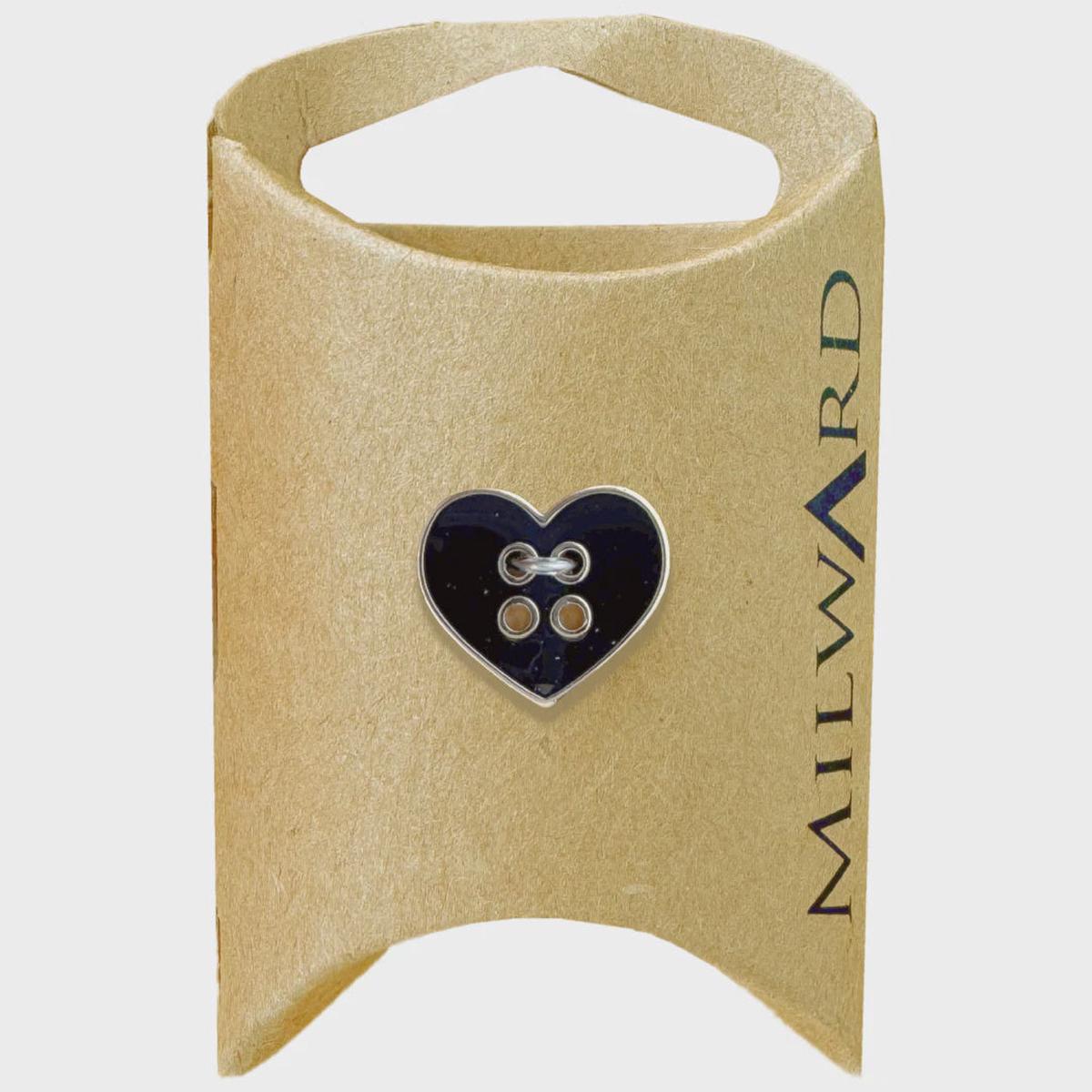 ABS Gold Rim Heart Buttons / Black (16mm)