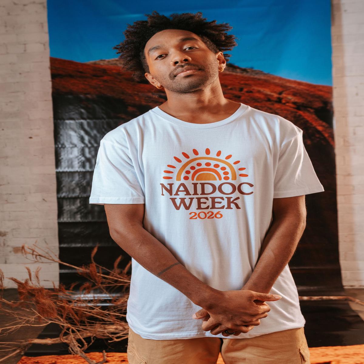 (Bulk) Core NAIDOC Week 2026 White Cotton Crew Neck Unisex T-Shirt