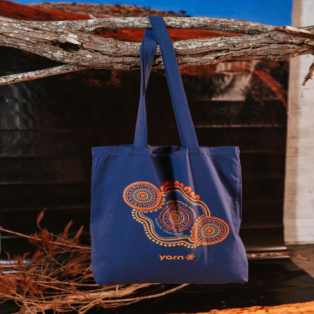 (Bulk) Standing Strong NAIDOC 2026 Dark Blue Long Handle Cotton Tote Bag