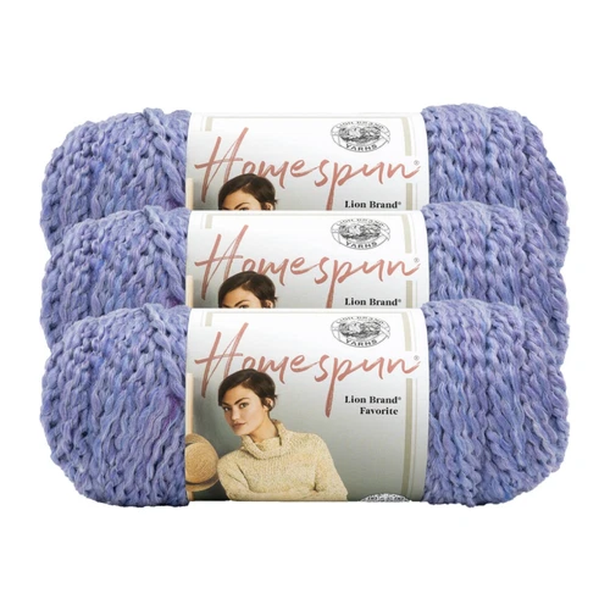 (3 Pack) Lion Brand Yarn 790-441B Homespun Bulky  Yarn, Purple Aster