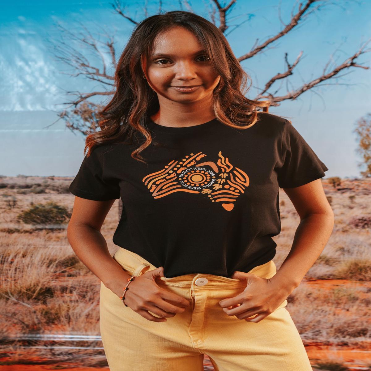 Australia NAIDOC Week 2026 Black Cotton Crew Neck Women's T-Shirt