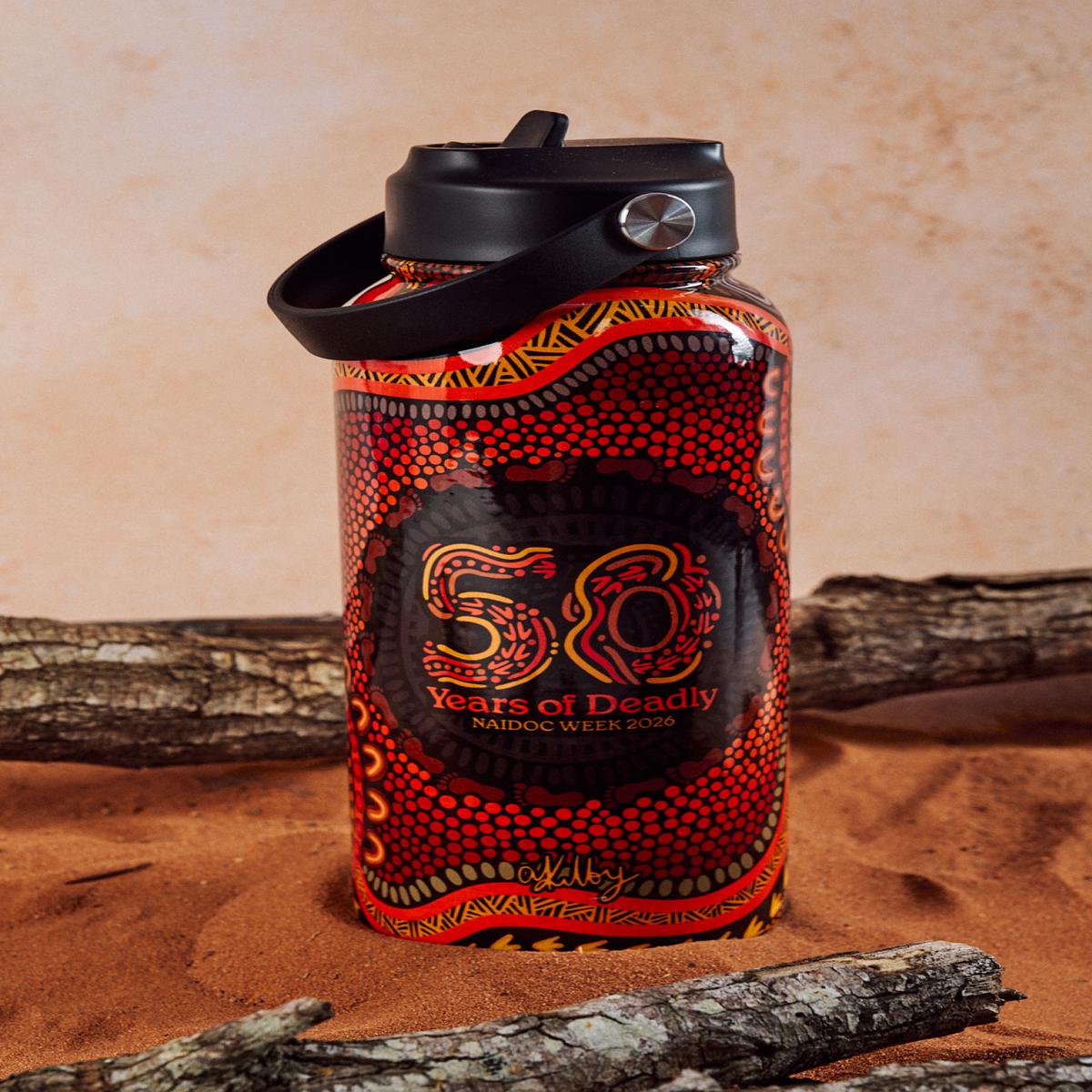 50 Years of Deadly NAIDOC 2026 1L Insulated Stainless Steel Drink Bottle with Handle