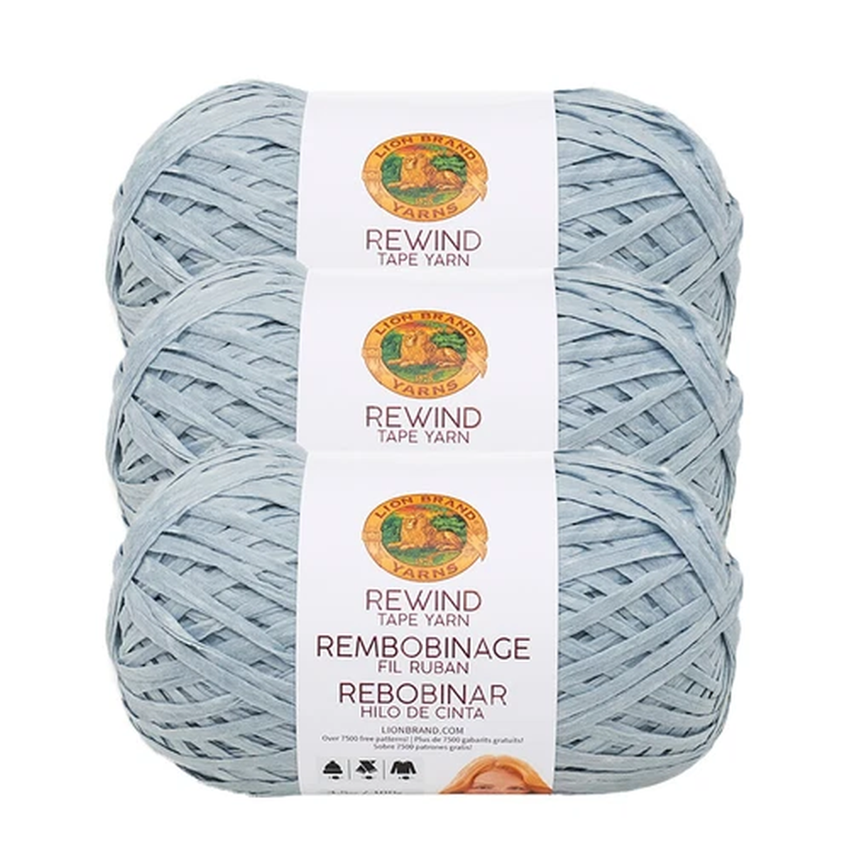 (3 Pack) Lion Brand Yarn 523-106AH Rewind Bulky Tape Yarn, Marbles