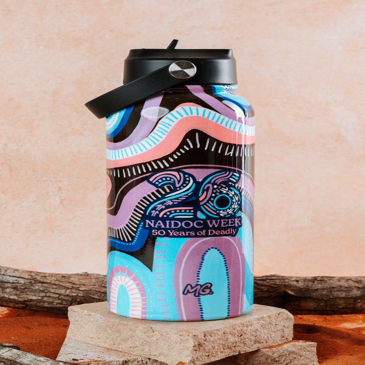 50 Shades Of Deadly NAIDOC 2026 1L Insulated Stainless Steel Drink Bottle with Handle