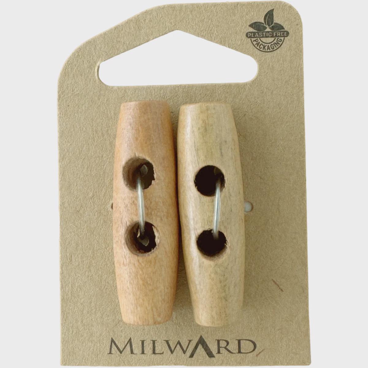 Wooden Toggle Buttons / Tan (40mm)