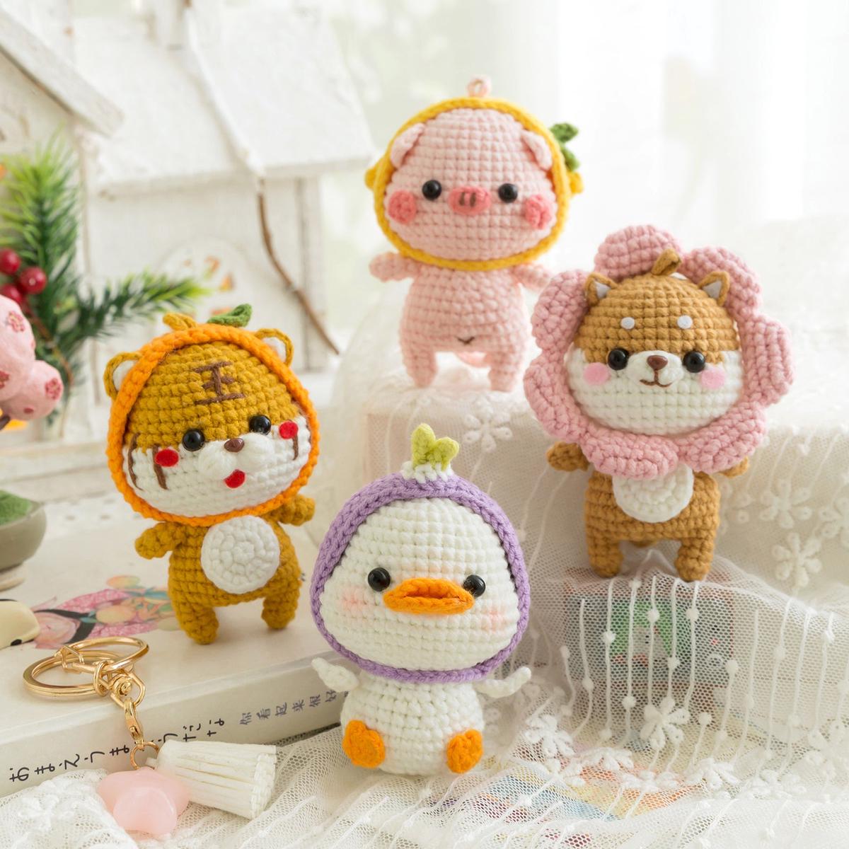 Cartoon Animal Pendants Crochet Yarn Kit | Susan's Family