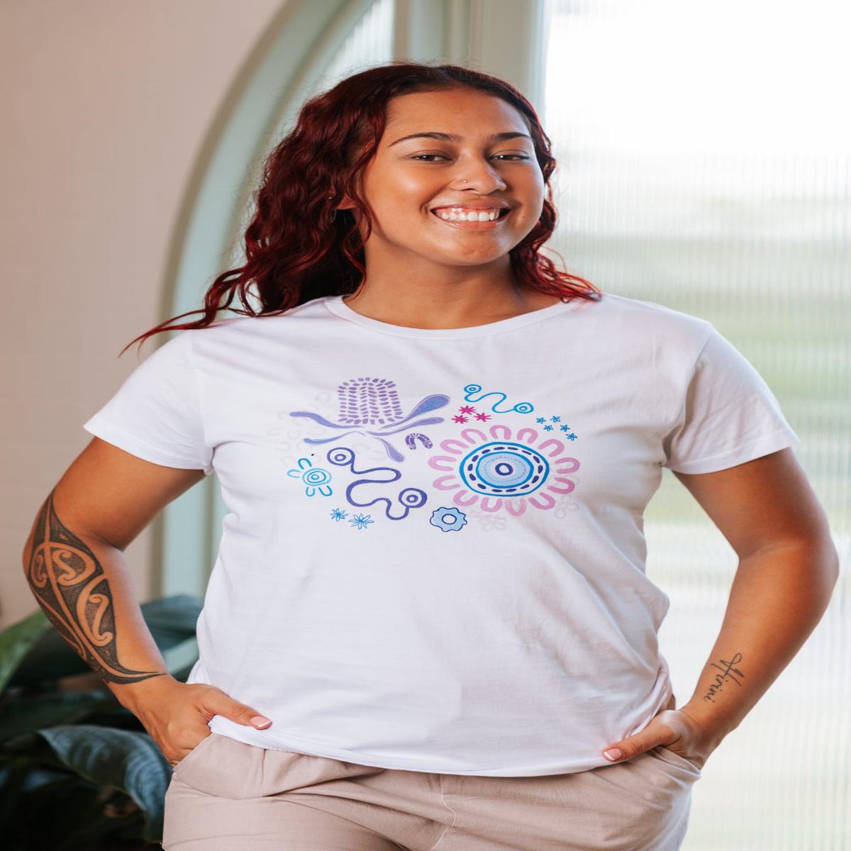 Mother Nature White Cotton Crew Neck Women's T-Shirt