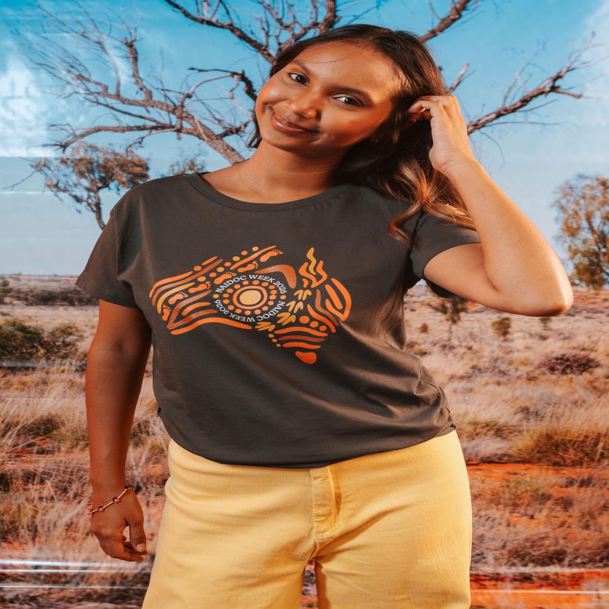 (Bulk) Australia NAIDOC Week 2026 Charcoal Cotton Crew Neck Women's T-Shirt