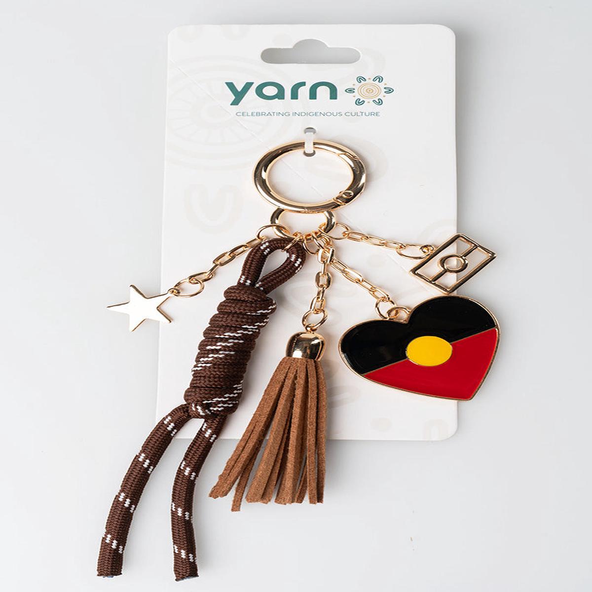 "Raise The Flag" Aboriginal Flag Heart Brown Bag Charm
