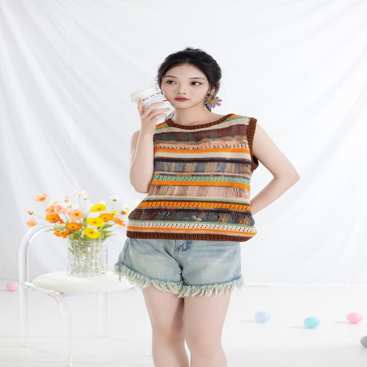 Striped Lace-Up Vest Crochet Kit