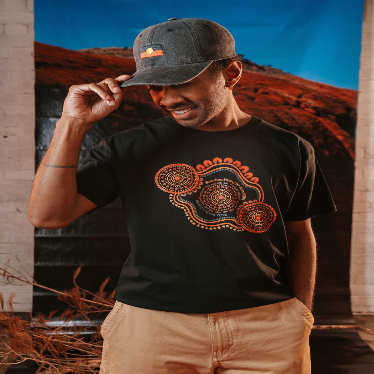 (Bulk) Standing Strong NAIDOC Week 2026 Black Cotton Crew Neck Unisex T-Shirt
