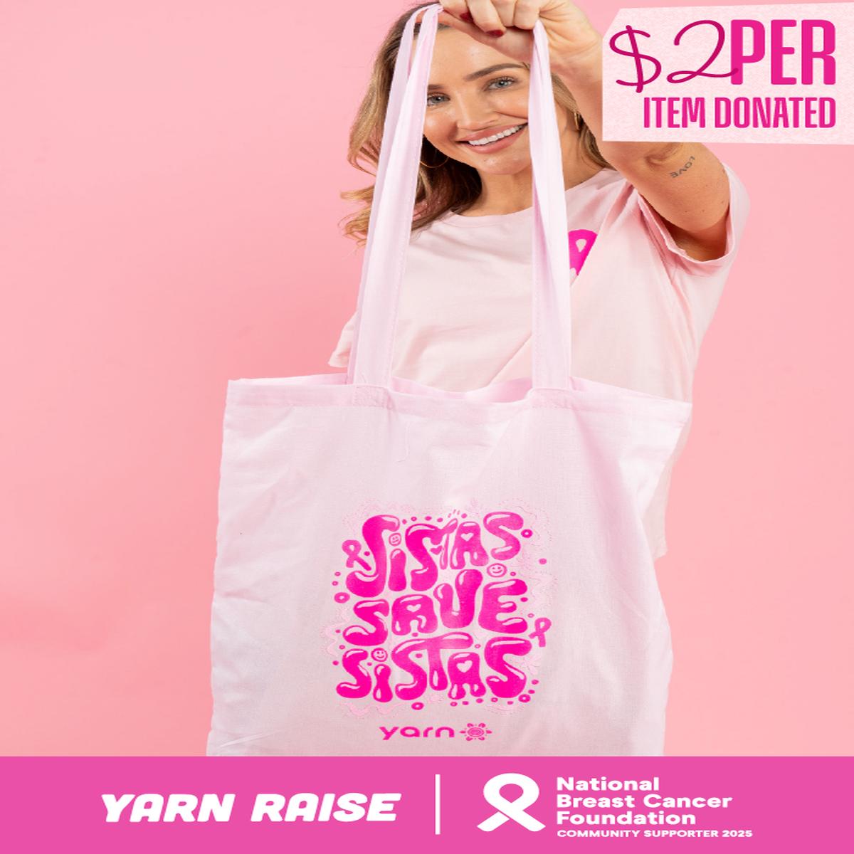 Sistas Save Sistas Pink Long Handle Cotton Tote Bag