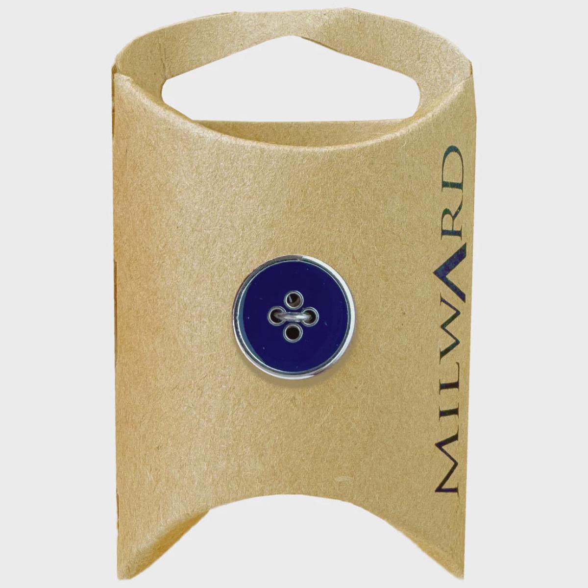Zinc Alloy Silver Rim Buttons / Navy (15mm)