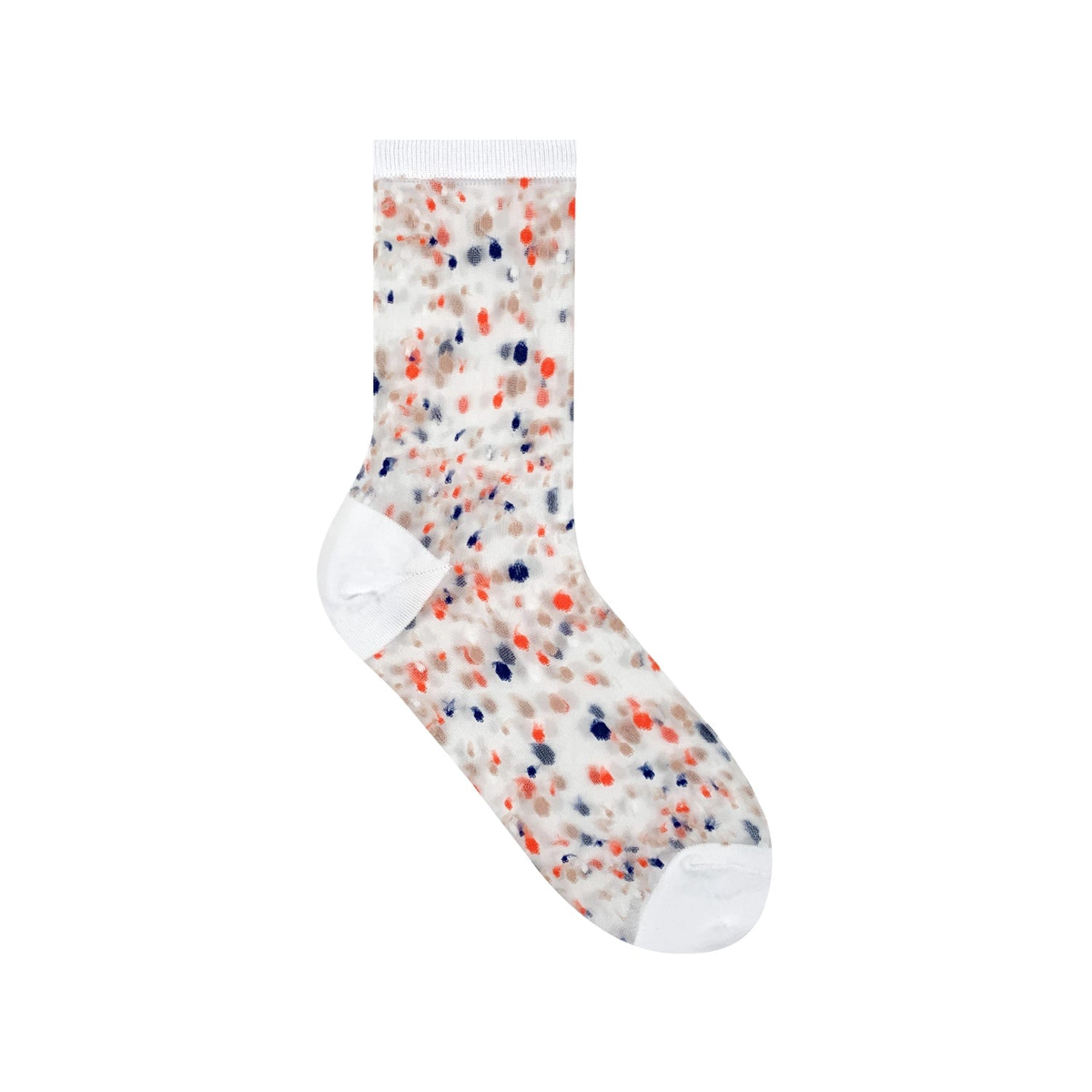 7DAYSSOCKS - Women's Crew Sheer Multi See-Through Dots Socks 7KC14-2