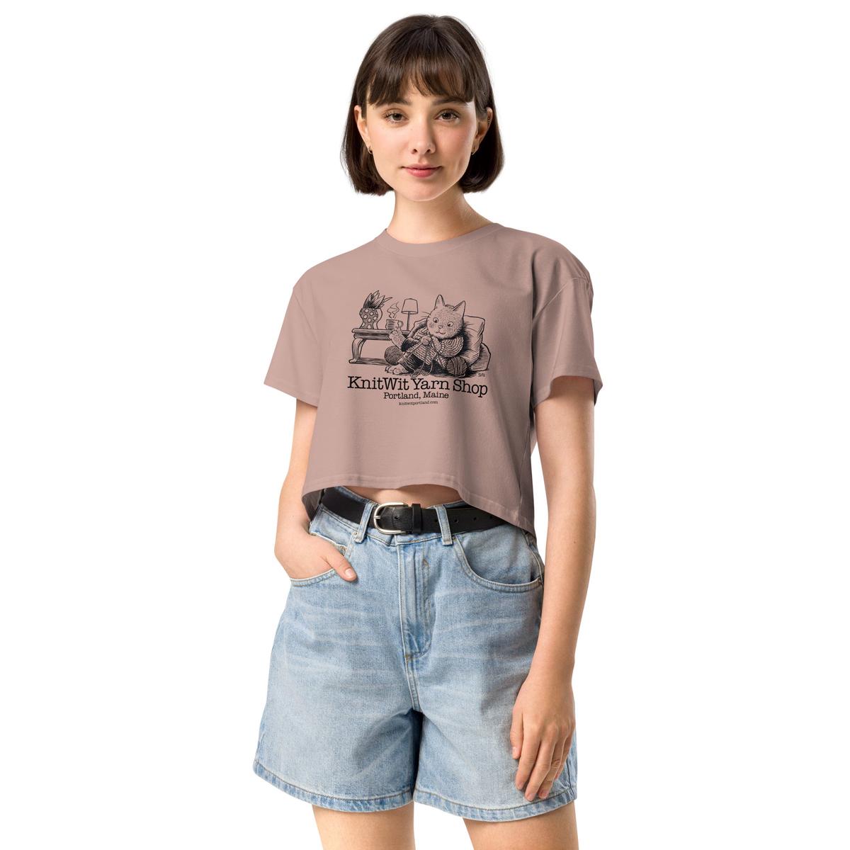 Cat Knitting - Womens crop top