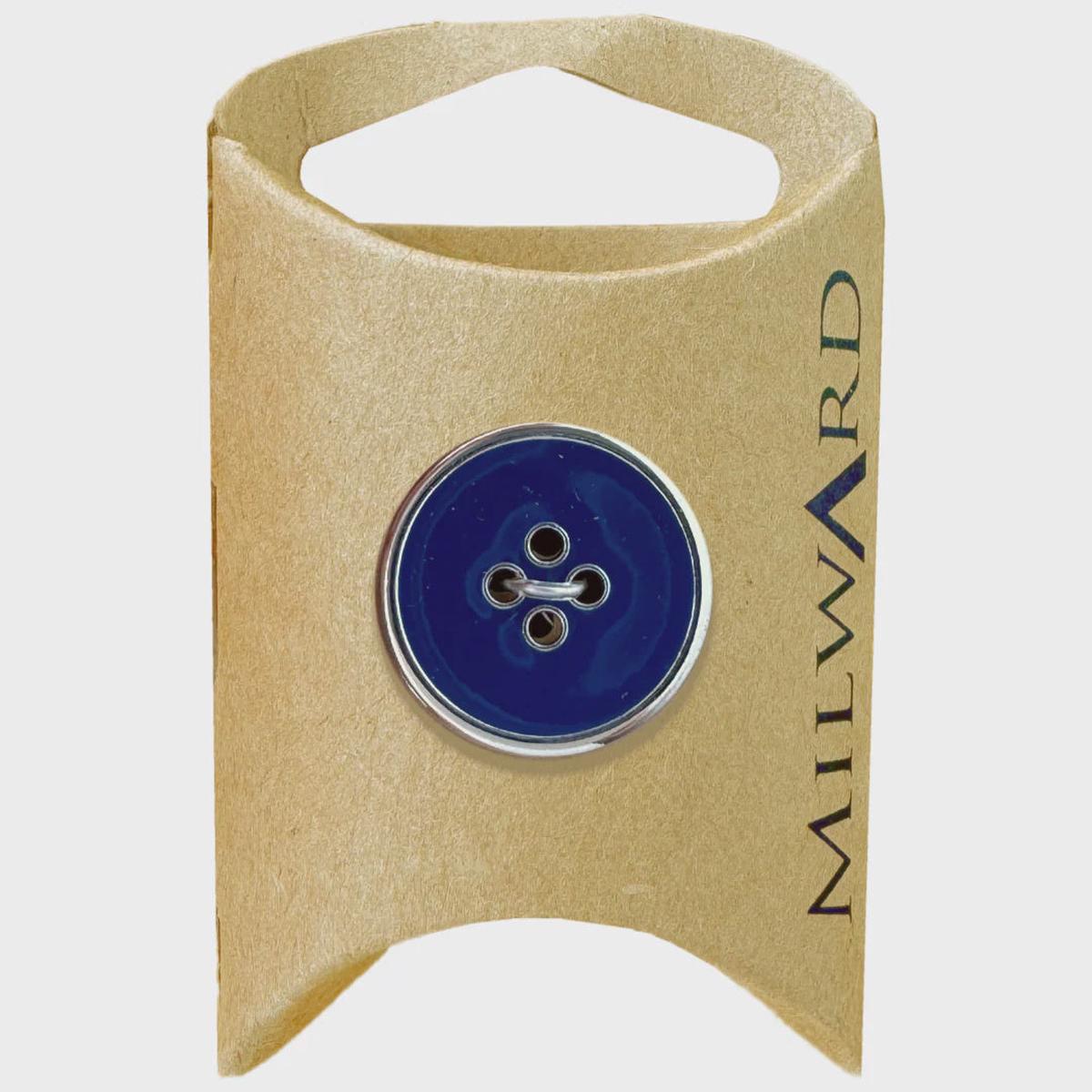 Zinc Alloy Silver Rim Buttons / Navy (20mm)
