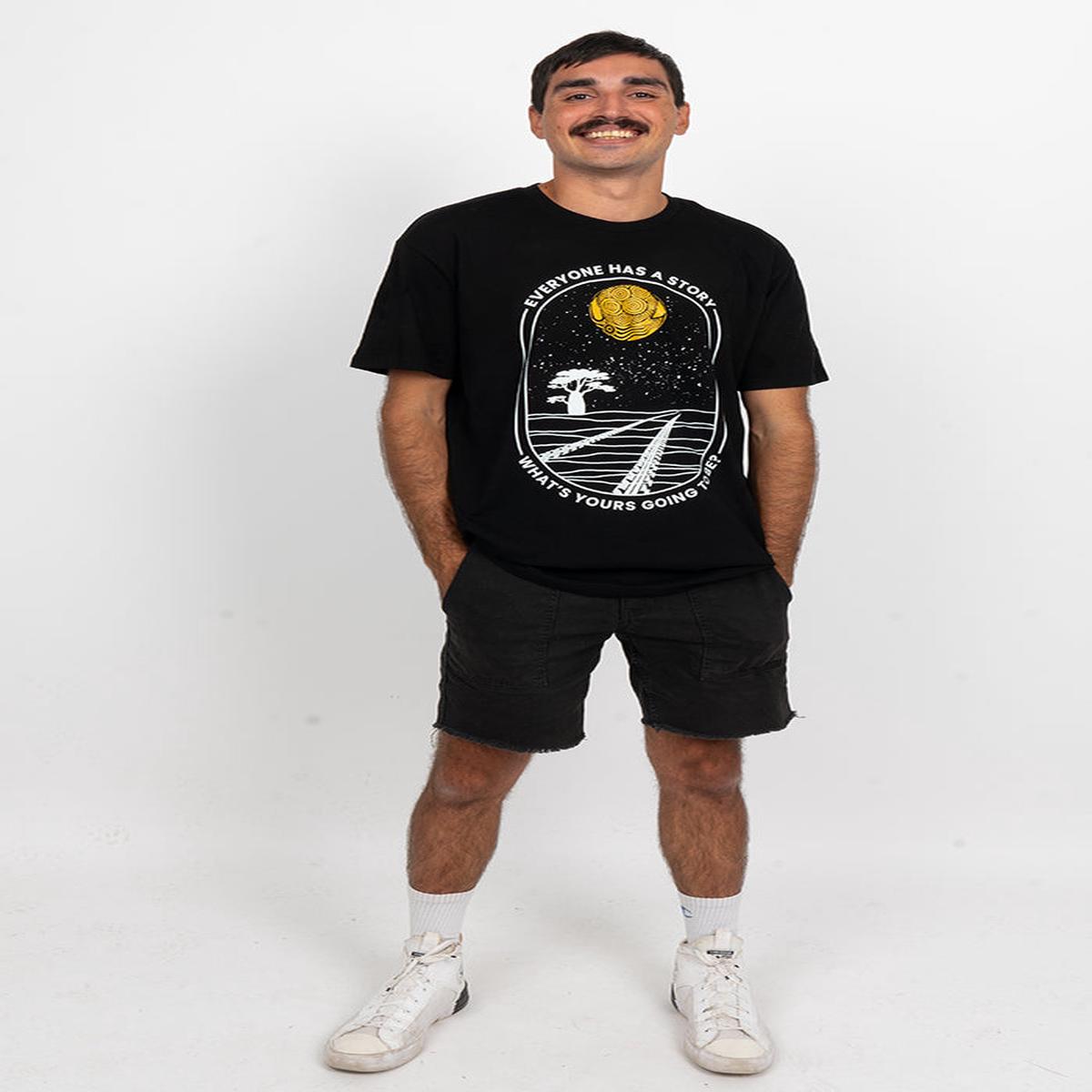 Story To Tell Black Cotton Crew Neck Unisex T-Shirt