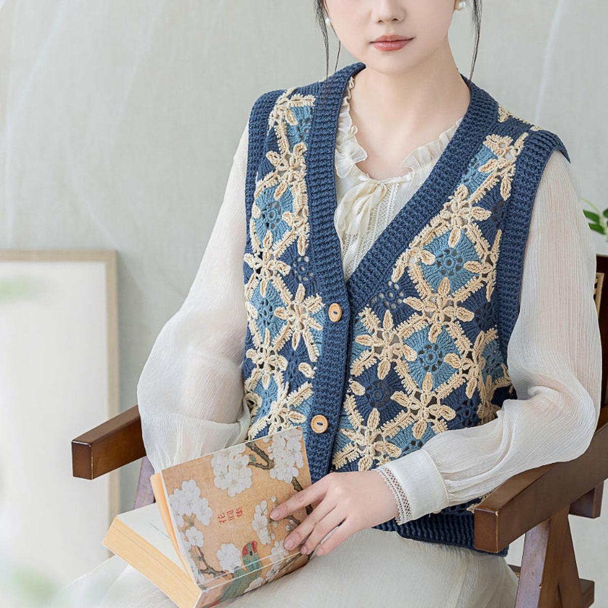 Lotus Patchwork Vest Crochet Yarn Kit | Chinese Aesthetics Series | Susan's Family