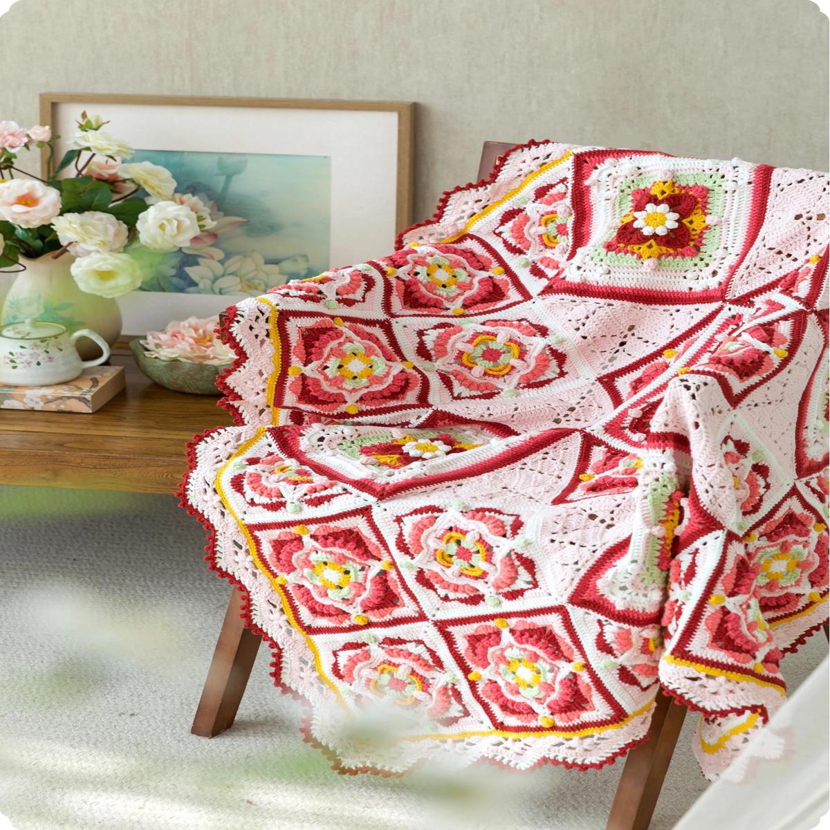 Fortune Bloom Blanket Crochet Yarn Kit|