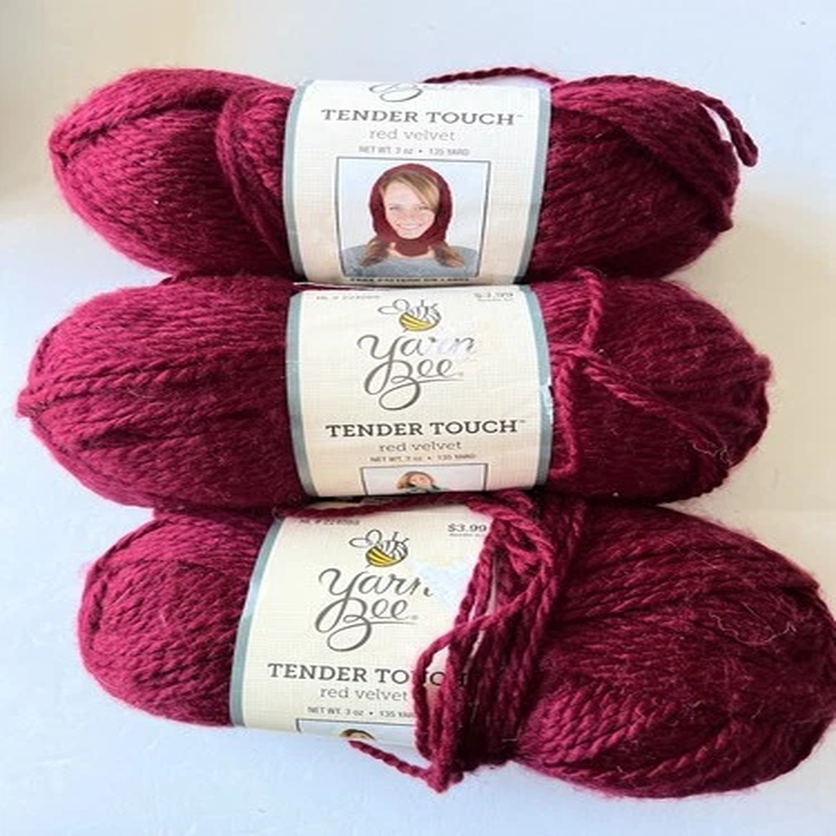 Yarn Bee Tender Touch Lot of 3 - "Red Velvet" (Bulky #5)