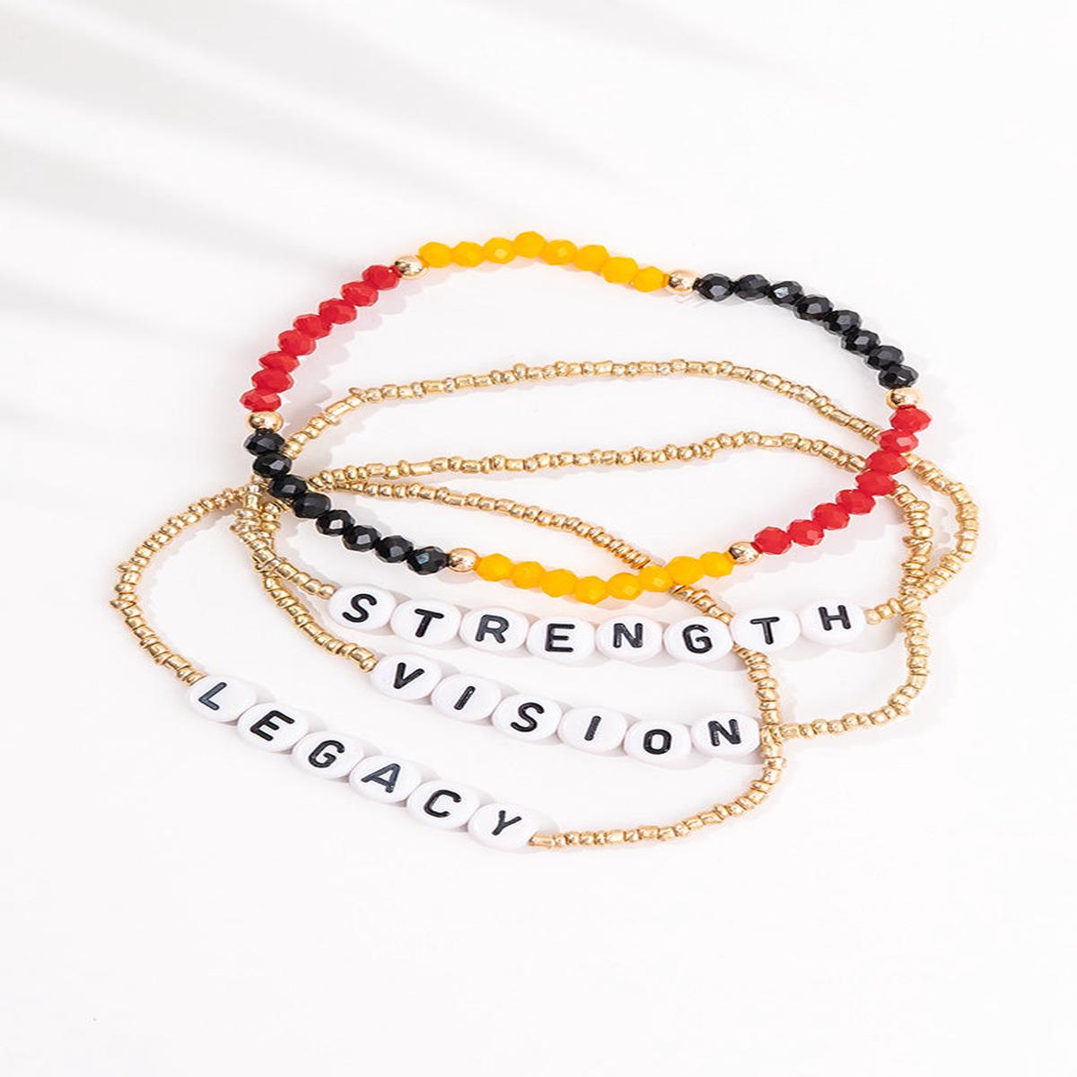 "Strength, Vision & Legacy" Gold Beaded Bracelet (4 Pack)