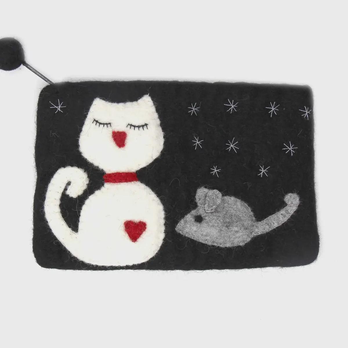 Cat and Mouse Felt Notions Bag